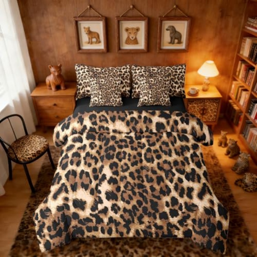 Farming Africa - Conjunto de Cama Estampa de Leopardo