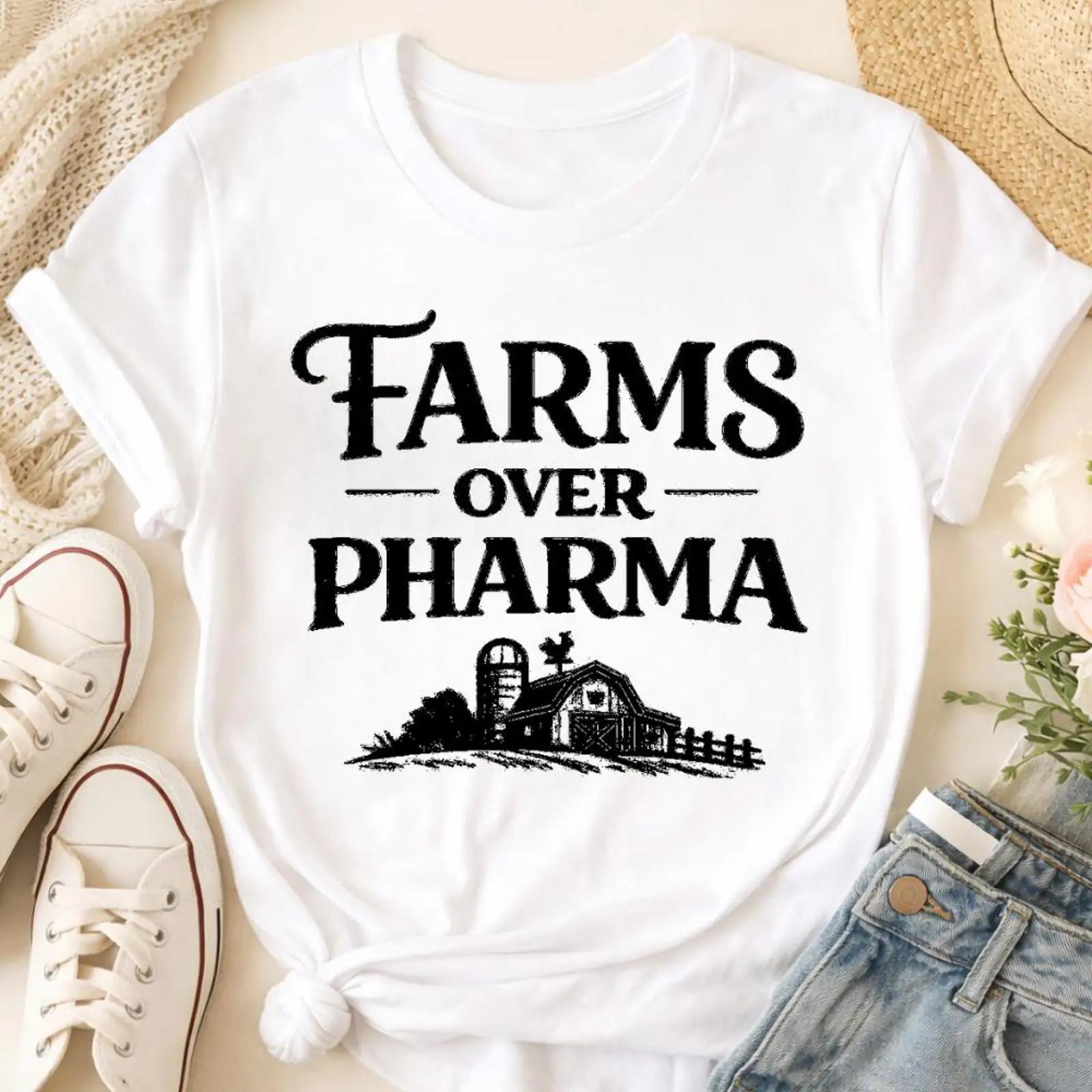 Camiseta Farms Over Pharma: Ag - Sustainable Agriculture/Farming avaliação e preço